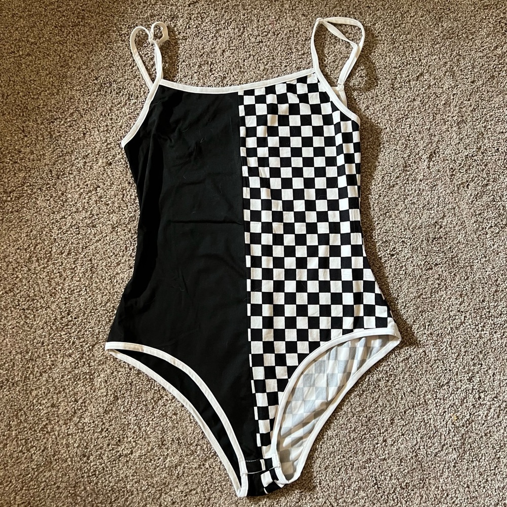 Shein Half Checkered Bodysuit